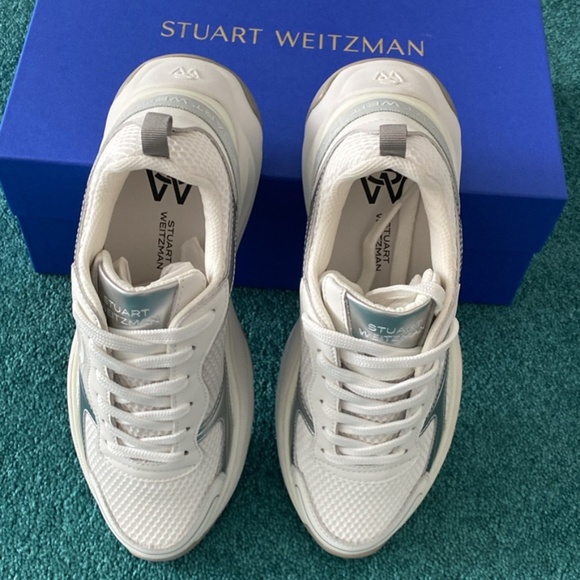Stuart Weitzman SW TRAINER WHTE/COOL GREY MULTI/COOL GREY - Picture 6 of 7